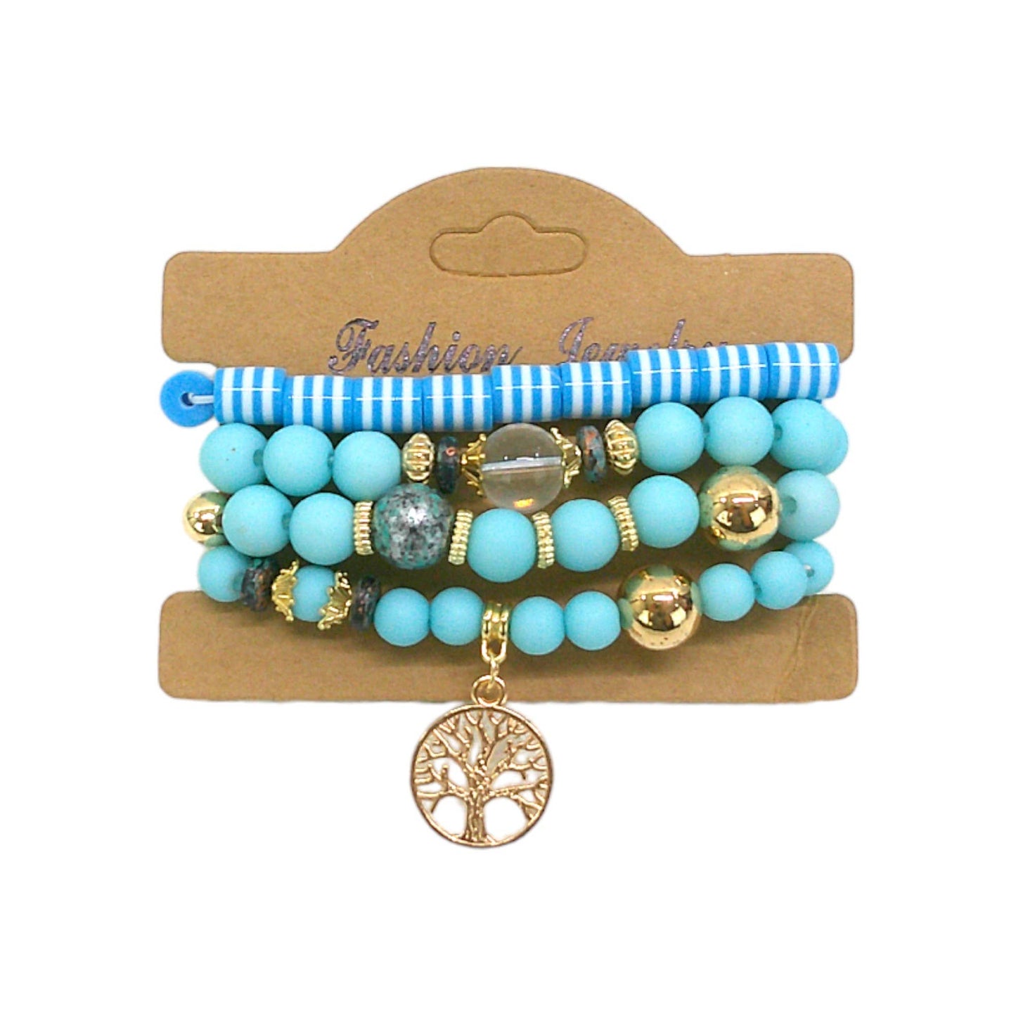 Natural Stone the Tree of Life Bracelet Set 4 pcs In BLUE