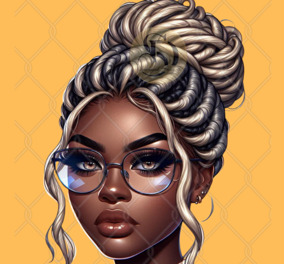 10 African American Messy Bun PNG