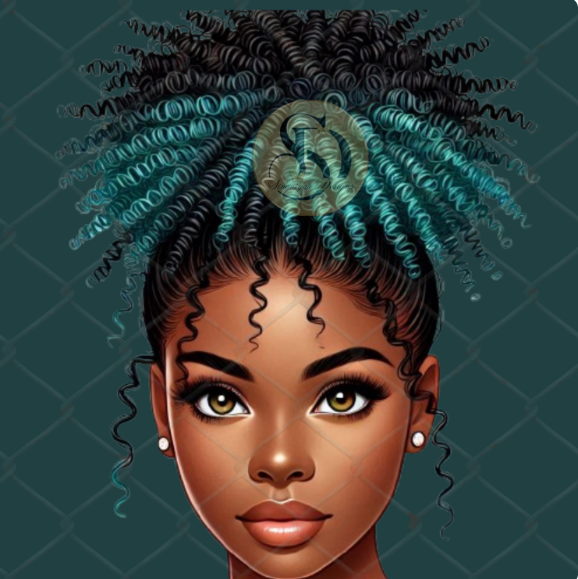 10 African American Messy Bun PNG