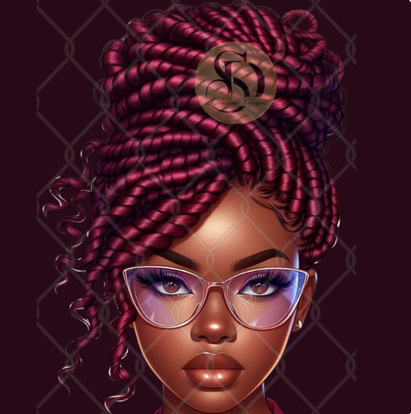 10 African American Messy Bun PNG