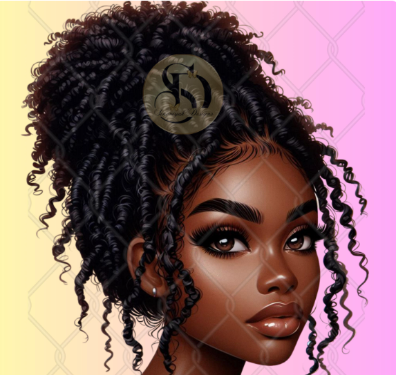 10 African American Messy Bun PNG