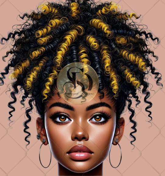 Black Girl Messy Bun Png