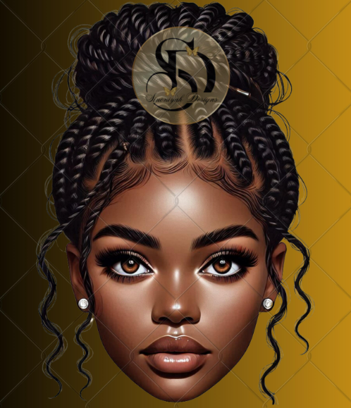 Black Girl Messy Bun Png