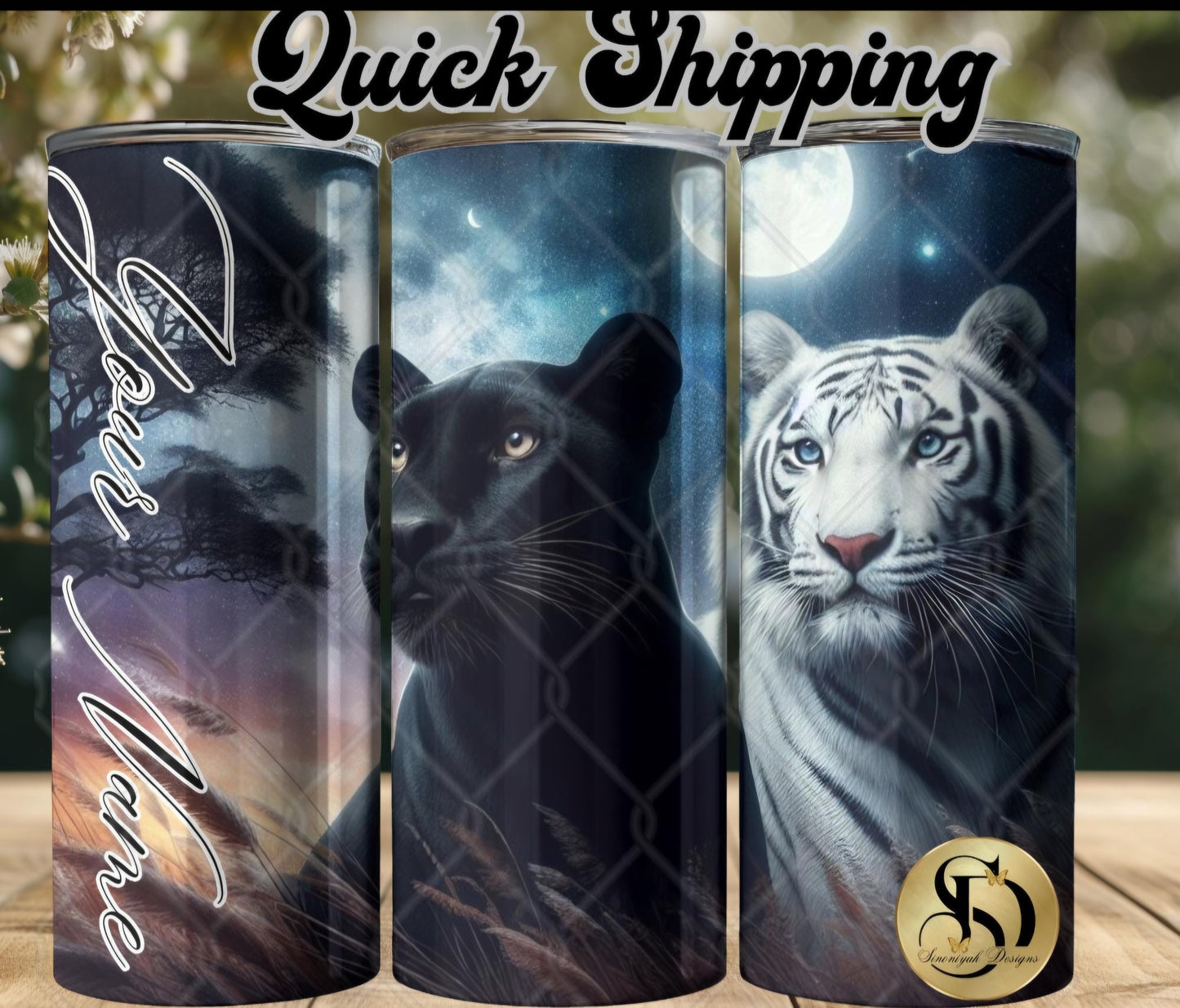 Black Panther And White Tiger Tumbler