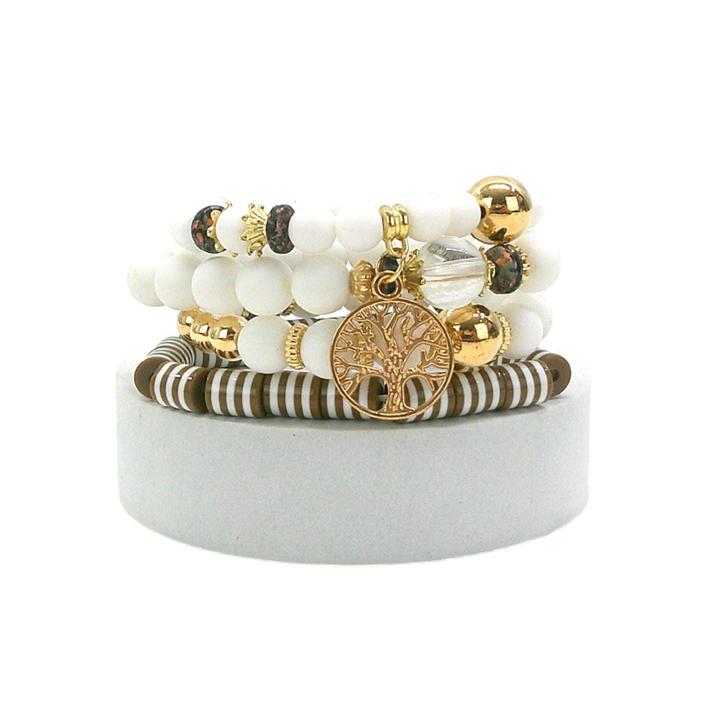Natural Stone The Tree Of Life Bracelet In White