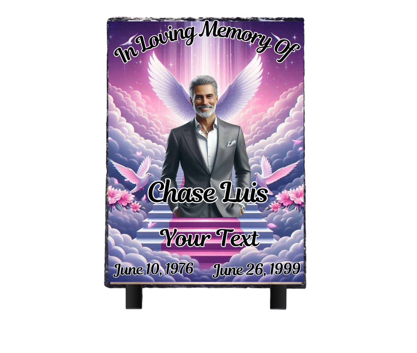 In Loving Memory Of Photo Rock Slate With Display Stand.