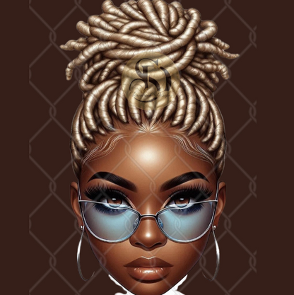 10 African American Messy Bun PNG