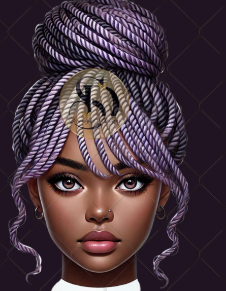 Black Girl Messy Bun Png