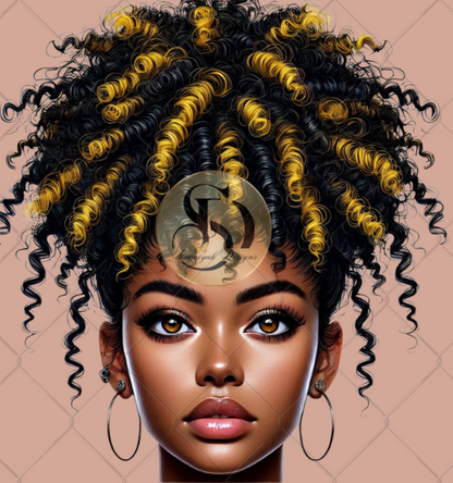 Black Girl Messy Bun Png
