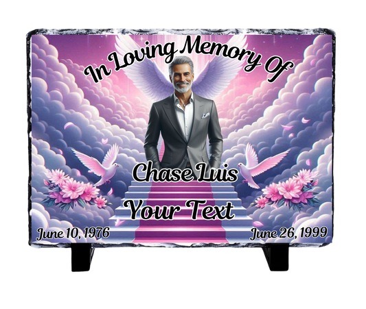 In Loving Memory Of Photo Rock Slate With Display Stand.