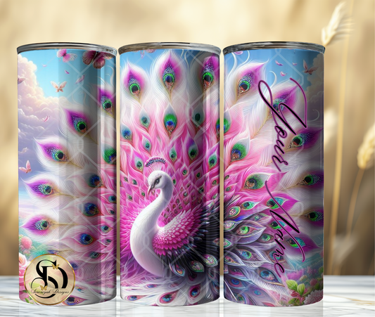 White n Pink Peacock Tumbler